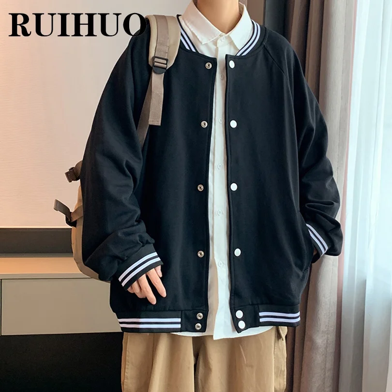 

RUIHUO Varsity Baseball Jacket Men Coat Korean Style Bomber Jackets For Men Brand Streetwear 3XL 2022 New Arrivals