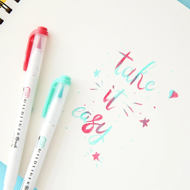 

2020 NEW 5 Colors Zebra MildLiner Brush Pen Set WFT8 Double Sided Water-based Highlighter Marker Pen Journal Supplies