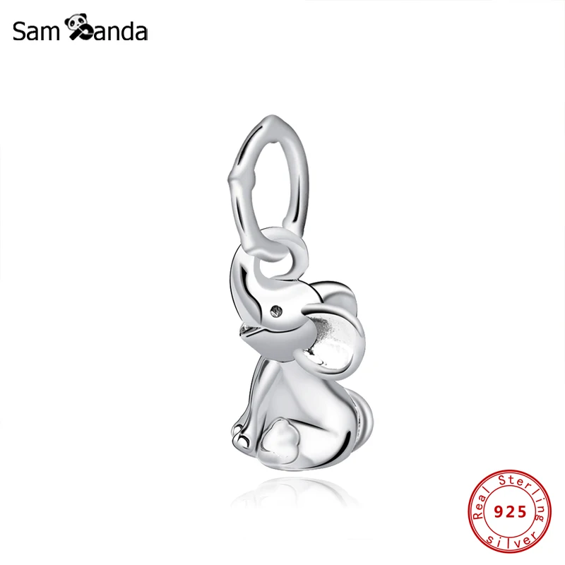 

Оригинальные подвески из стерлингового серебра 925 пробы с бусинами, браслет с милым слоном, подвеска, Шарм для женщин, сделай сам, модные юве...