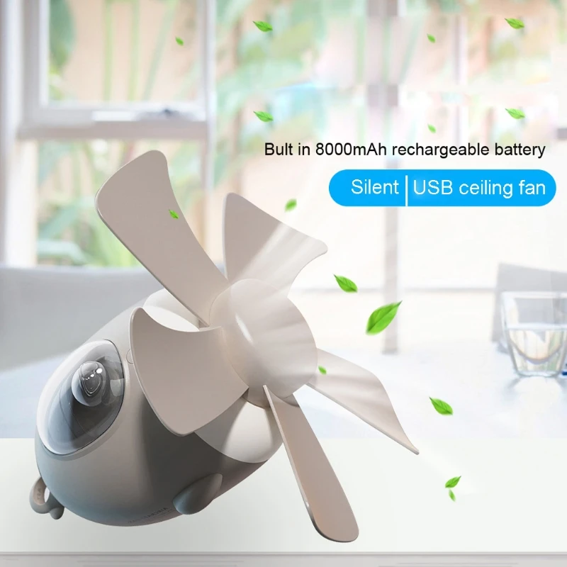 

8000mAh USB Rechargeable Remote Control Camping Fan 4 Gears Tent Ceiling Fan with LED Lamp for Home Outdoor Tent Bed