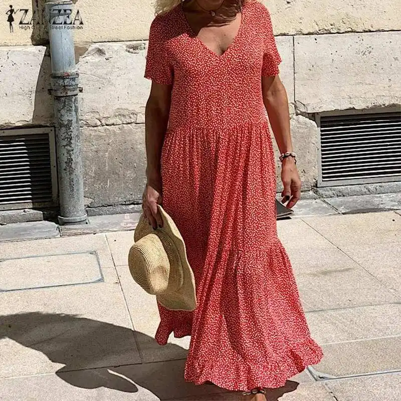 Платье ZANZEA женское с принтом в горошек модное повседневное вечерние нное