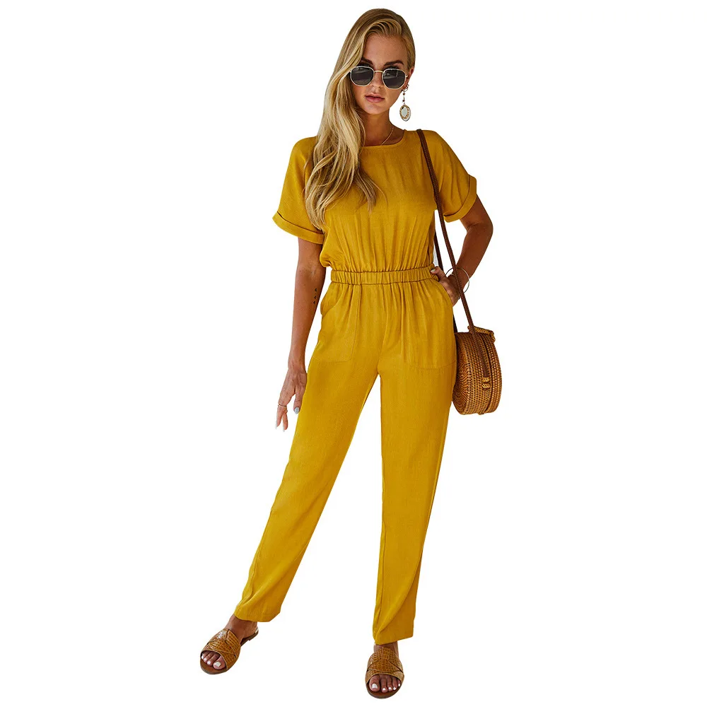 

FAKUNTN Jumpsuit Women Overalls 2021 Fashion Solid Casual Autumn Office Lady Straight Leg Rompers Overalls For Women Jumpsuit