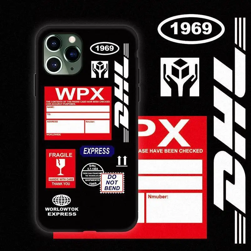 

Hot DHL 50th Anniversary Edition Label case for iPhone 12 11 Pro X XS MAX 7 8 plus luxury 3D Scrub soft silicon cover