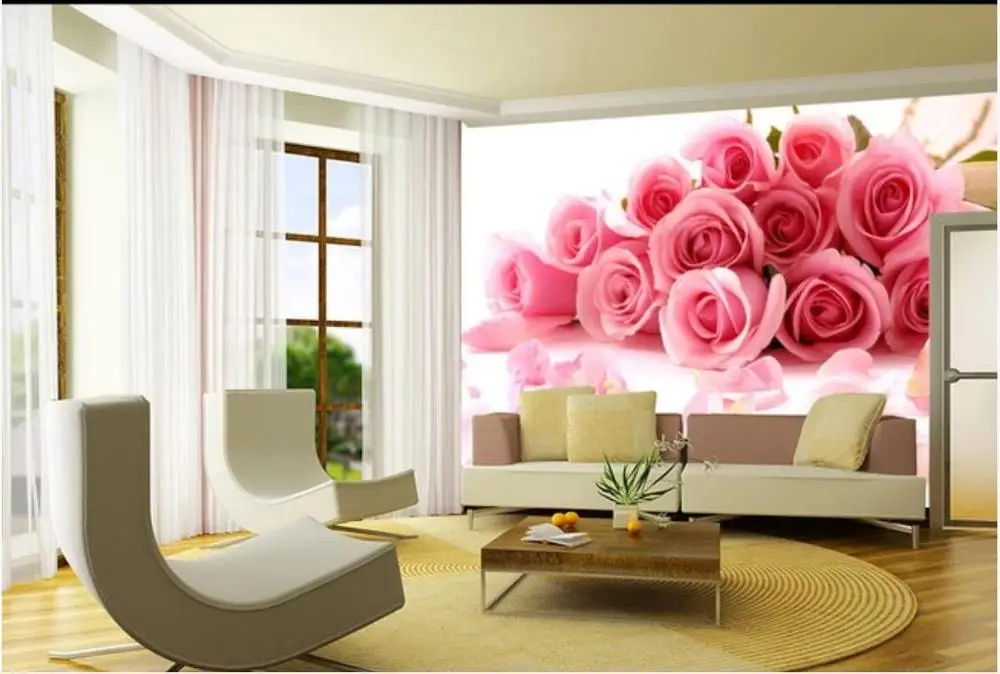 Пользовательские фото обои для стен 3 d росписи обоев Розовые розы теплый