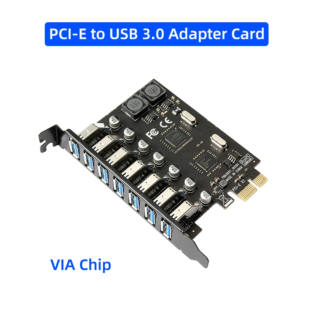 PCIE к USB 3 0 Адаптерная карта супер скорость 7 портов PCI-E Настольная компьютерная
