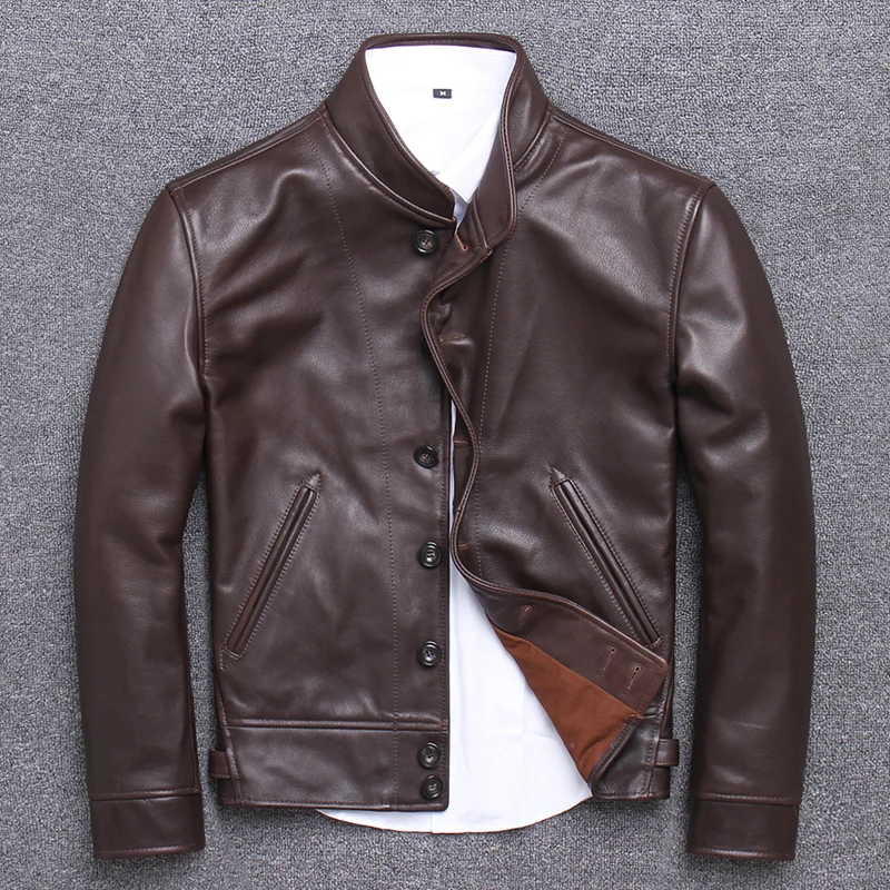 

Real Genuine Leather Jacket Men Cowhide Leather Coat Vintage Bomber Cow Leather Jackets chaqueta cuero hombre U-1905 KJ3201