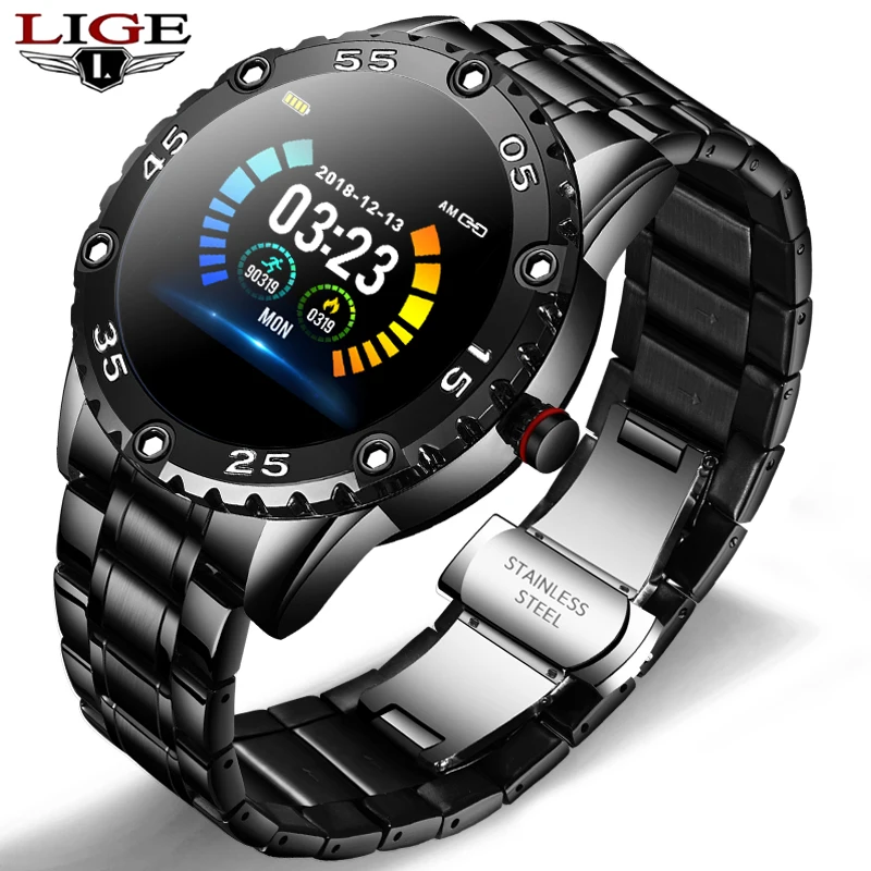 

LIGE New Smart Watch Men IP67 Waterproof Heart Rate Fitness Tracker Pedometer For Android ios Steel Band Sports Men smart watch