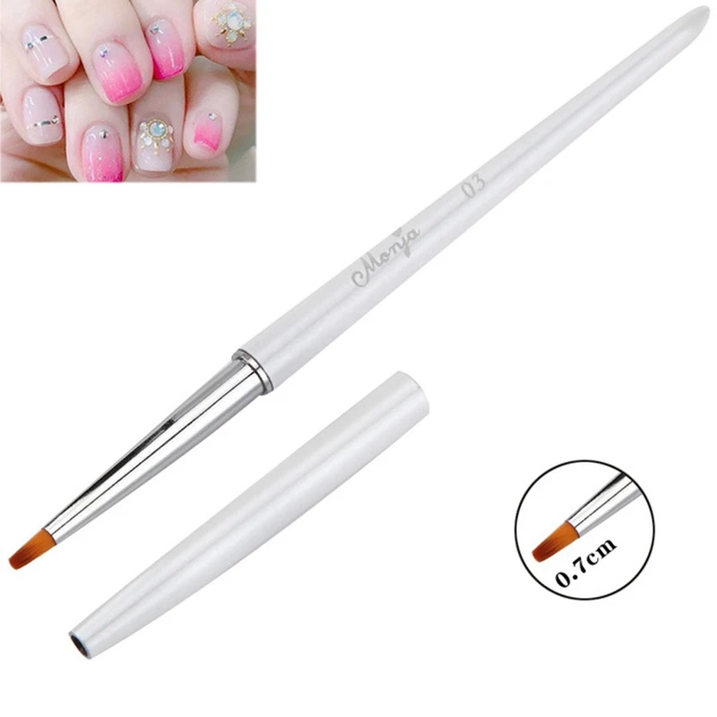 

Monja Nail Art French Metal Handle Stripe Lined Lining Image Brush Acrylic Uv Gel Extension Builder Drawing Pen No. 1 Blue Round
