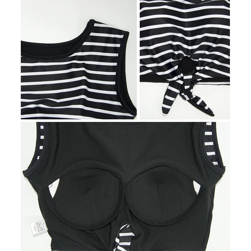 Женские купальники в Корейском стиле с высокой талией полосатый жилет бикини