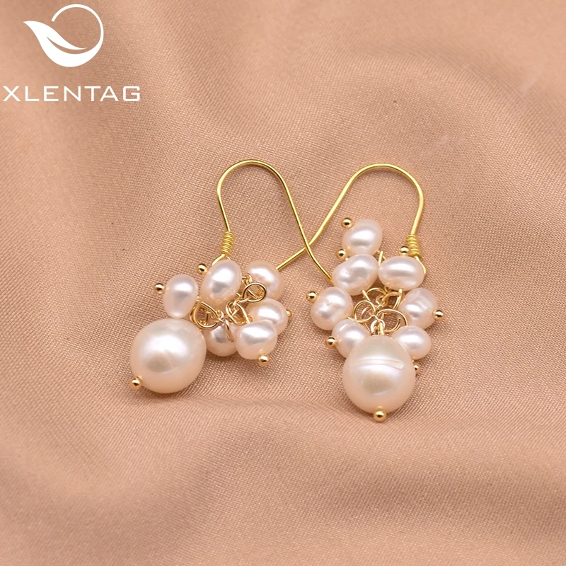XlentAg оригинальные висячие серьги с натуральным пресноводным белым жемчугом