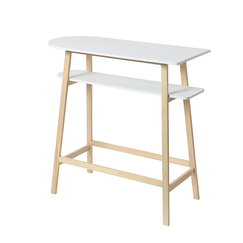 

Home Corner Side Tables Living Room Cofe Bar Modern Scandinavian Double-layer Solid Wood Storage High Table Bar Furniture HWC