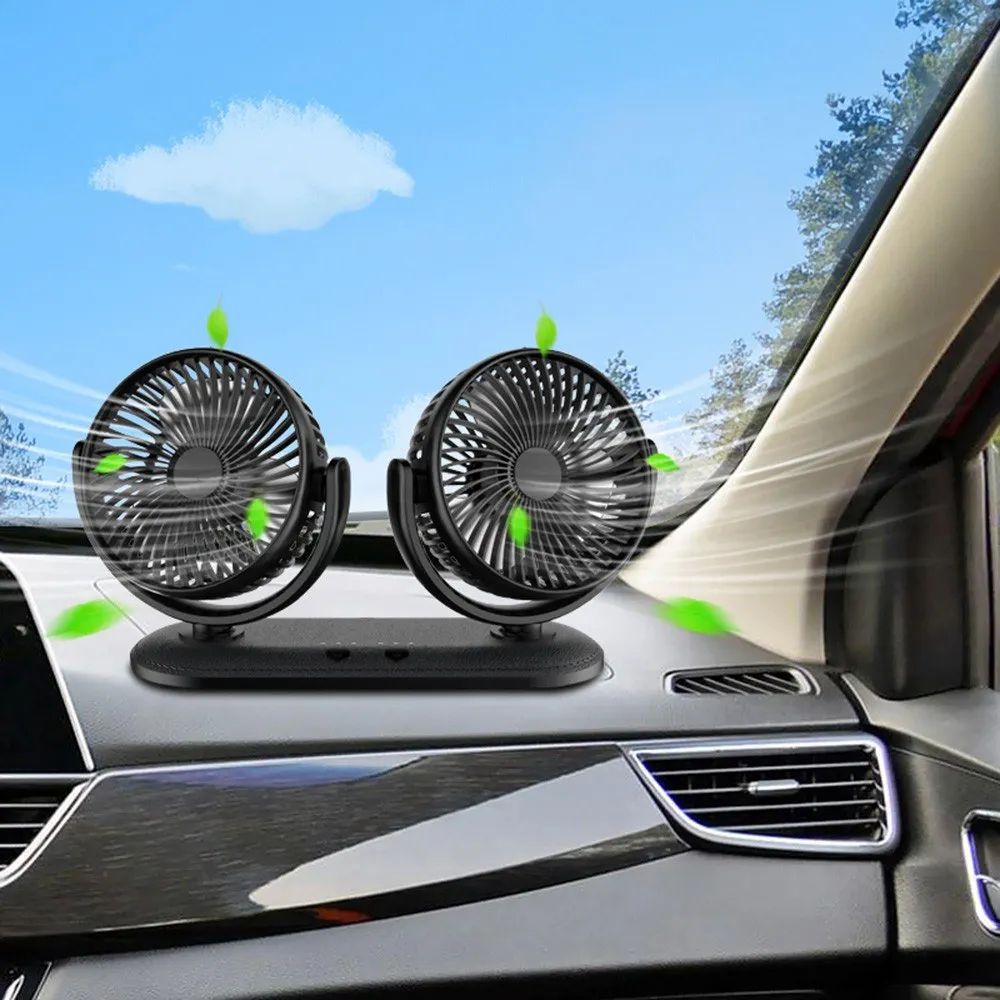 Автомобильный охлаждающий вентилятор KBAYBO с usb-зарядкой двухголовый