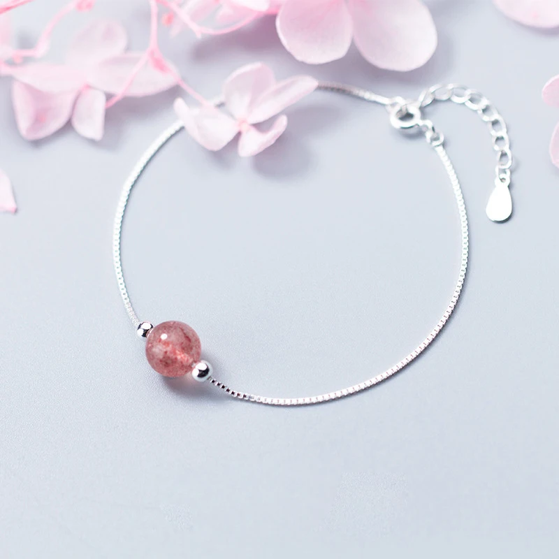Модные браслеты цепочки из стерлингового серебра 925 пробы с розовыми