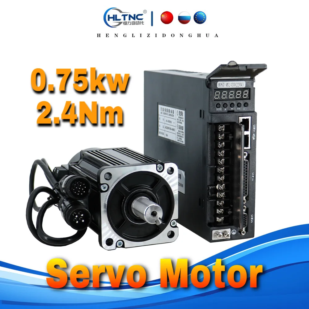 

Новый Lichuan 80st-M02430 750 Вт Серводвигатель фланец 80 2.4Nm с приводом серводвигатель переменного тока 220v серво комплект 0.75kw для фрезерного станка с ...