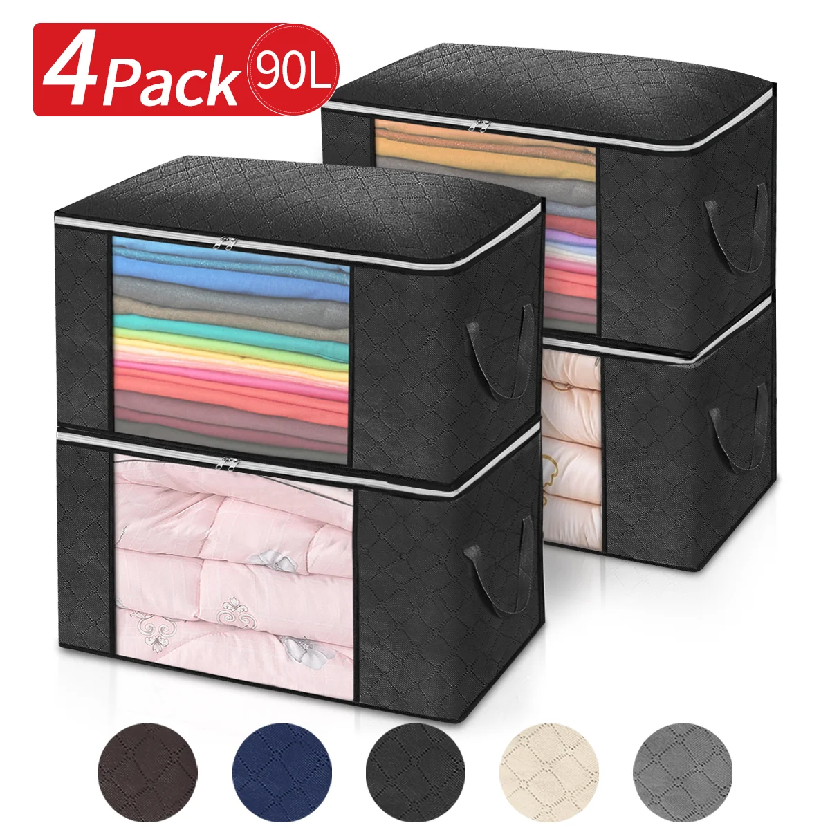 

4pcs/set Clothes Quilt Storage Bag Blanket Closet Sweater Organizer Box Sorting Pouches Clothes Cabinet Container Travel Home
