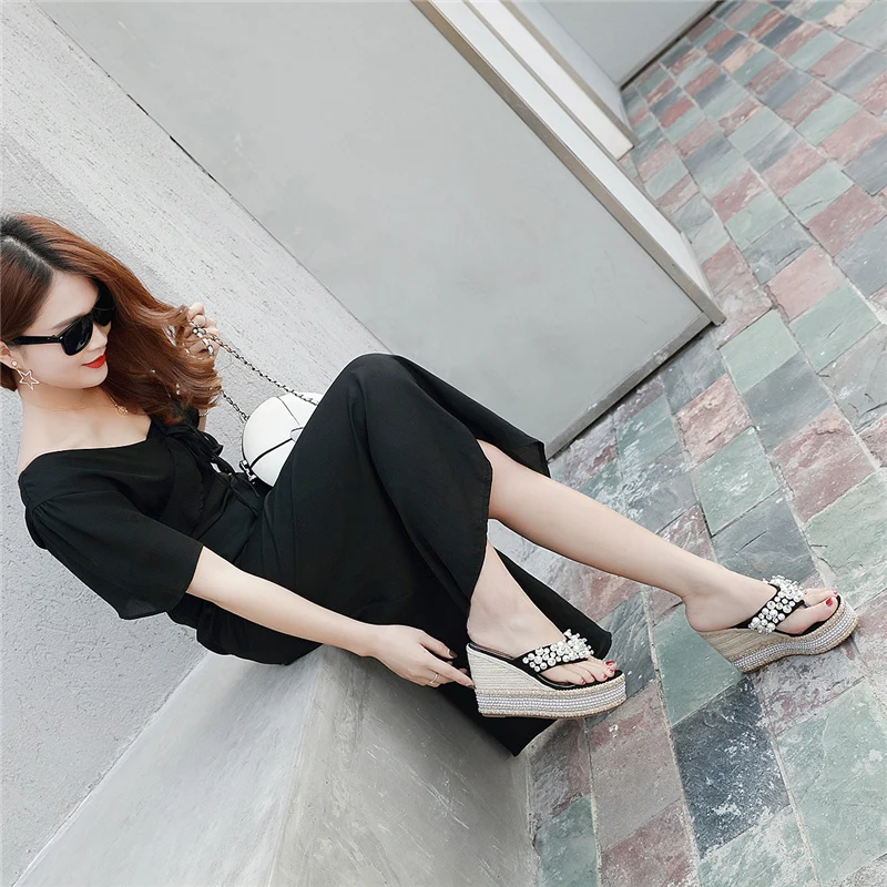 2019 г. женские брендовые сандалии со стразами шлепанцы с плетением из веревки и