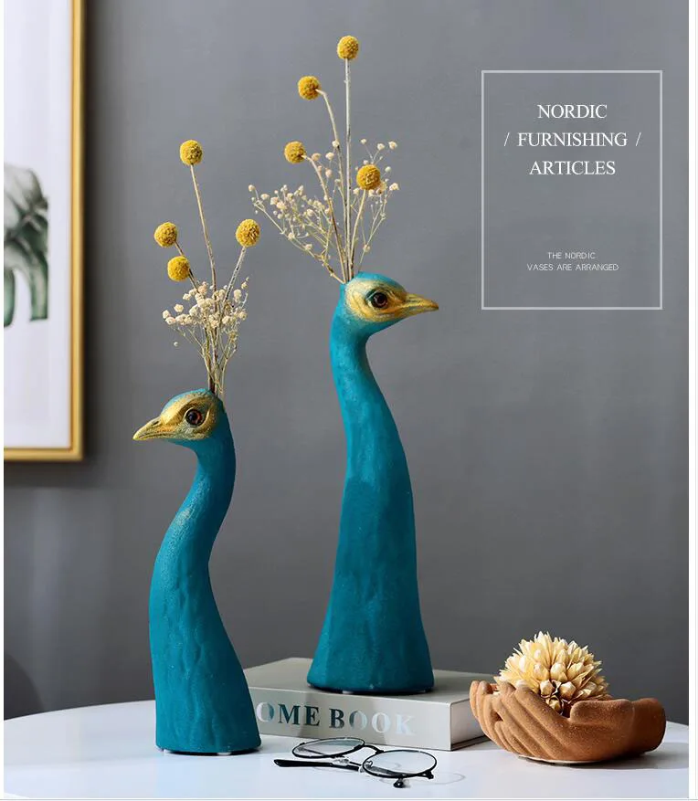 Европейский керамический Павлин ручная ваза статуя украшения Fengshui домашний стол