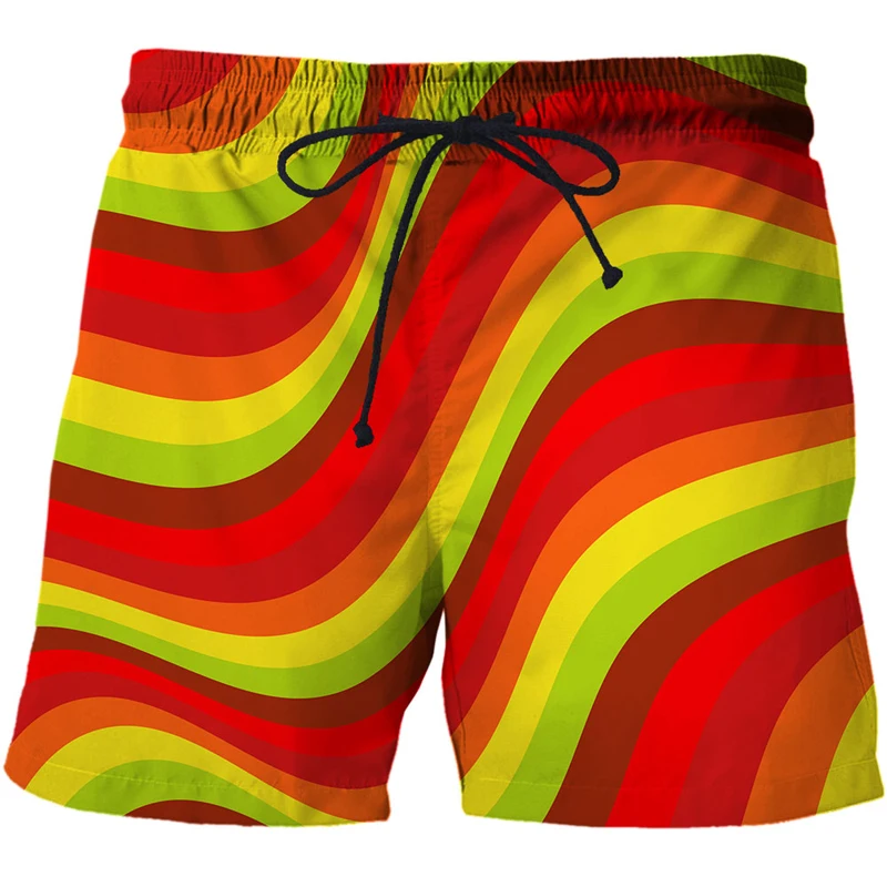 Men's Shorts Color stripe 3D Print Men Custom Beach Short Swimming Trunks Male Swimsuit Men Fitness casual Pants Drop Shipping