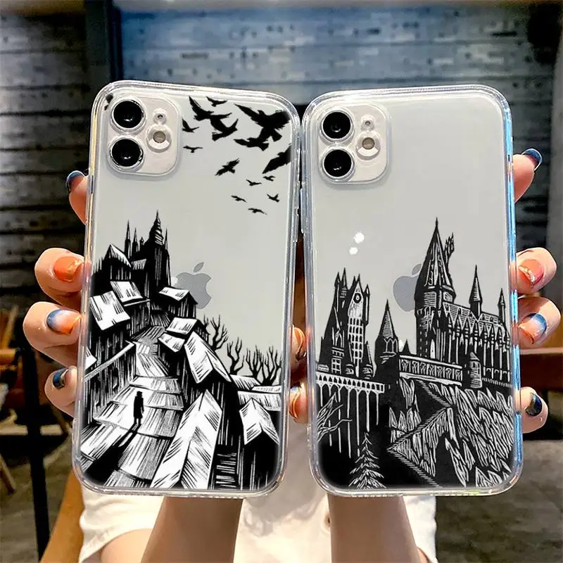 

building painting Line draft Phone Case for iphone 12 11 XS 13 pro max mini 6 6s 7 8 plus SE2020 X XR transparent clear coque