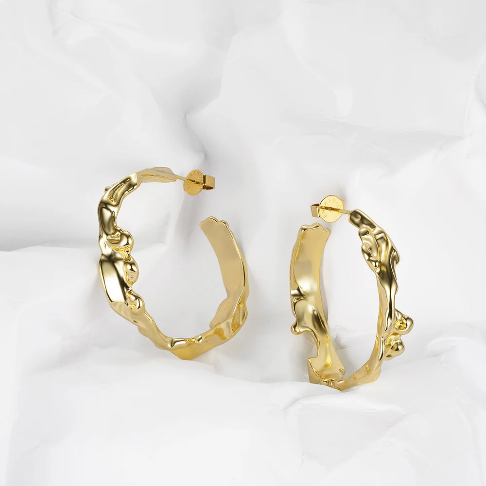 Женские серьги кольца в виде водной волны|Серьги-кольца| |