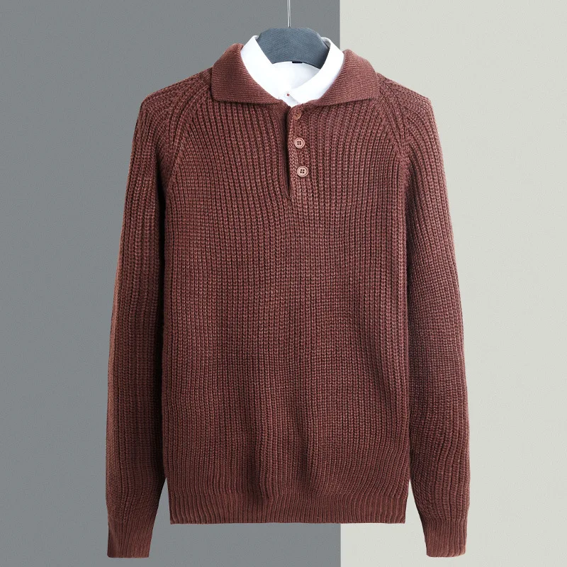 

2020 Men's Cool Lapel Bottoming Sweater Teenager Autumn New Leisure Loose Sweater