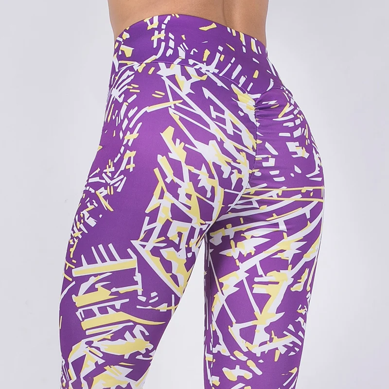 Purple Sports Leggings Women Sexy Gothic Graffiti Yoga Push Up Mujer Fitness Polyester Running Workout Pants | Спорт и развлечения