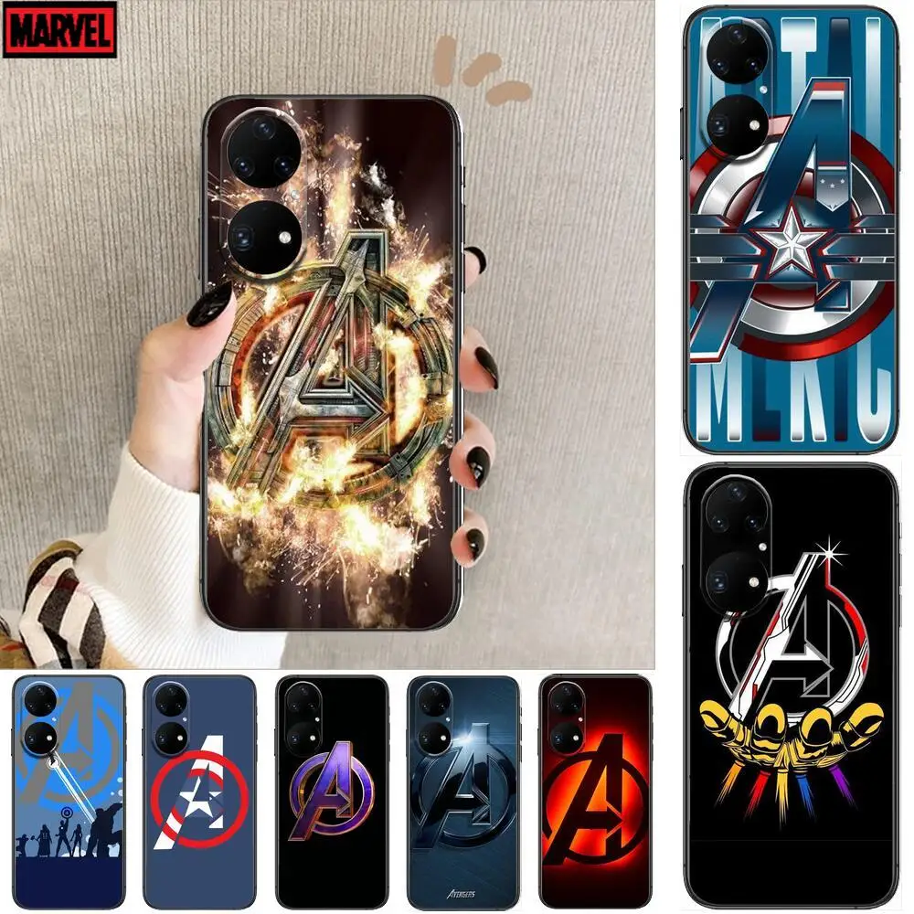 

2021 Marvel Logo Phone Case For Huawei p50 P40 p30 P20 10 9 8 Lite E Pro Plus Black Etui Coque Painting Hoesjes comic fas