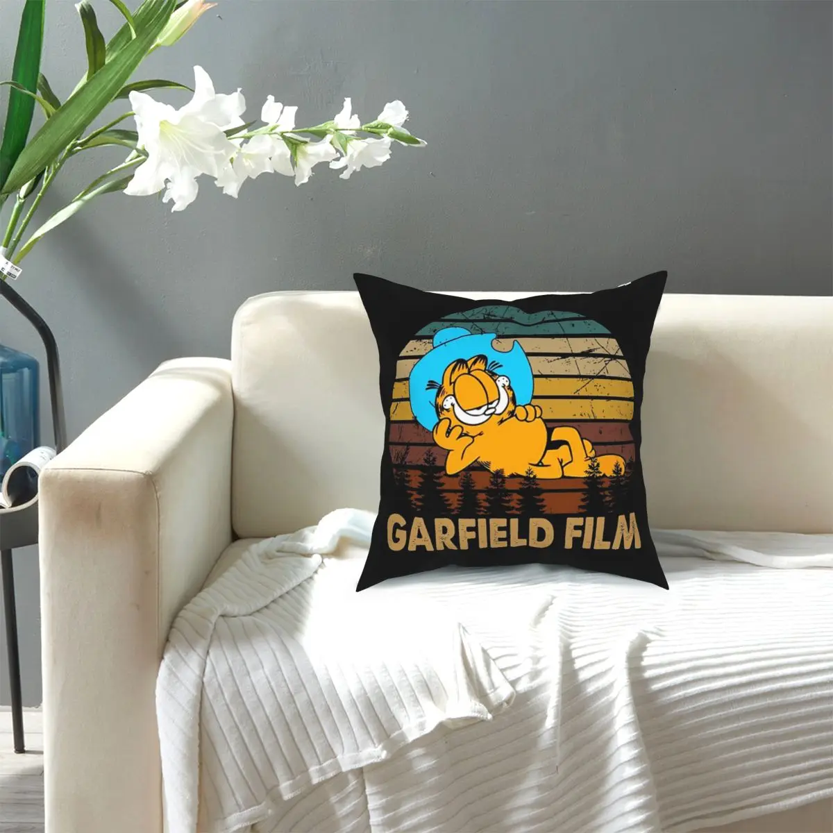 

Lie Garfield Cat Vintage Cute Soft Polyester Cushion Cover Decorative Throw Pillow Case Cover Home Zipper 40X40cm Pillowcover