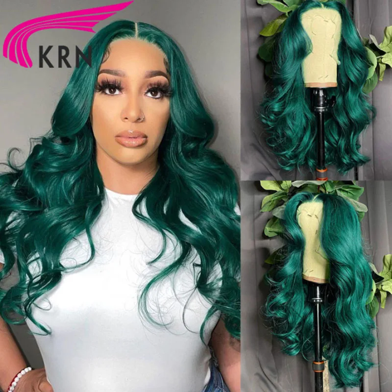 Green Color Lace Front Wigs Wave Remy Hair Brazilian Human Hair For Women Human Hair with Baby Hair 4x4 Closure Wigs