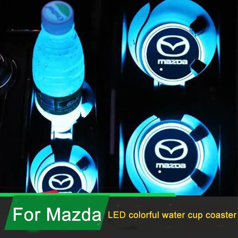 

2pcs Car Cup Holder Coaster LED Lights For Mazda 3 6 8 Miata MX-5 CX-3 CX-5 CX-7 CX-9 Car Interior Accessories Atmosphere Lamp