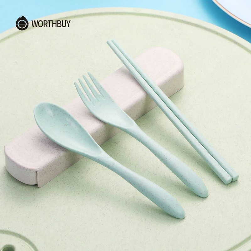 WORTHBUY портативный китайский набор кухонной посуды из пшеничной соломы