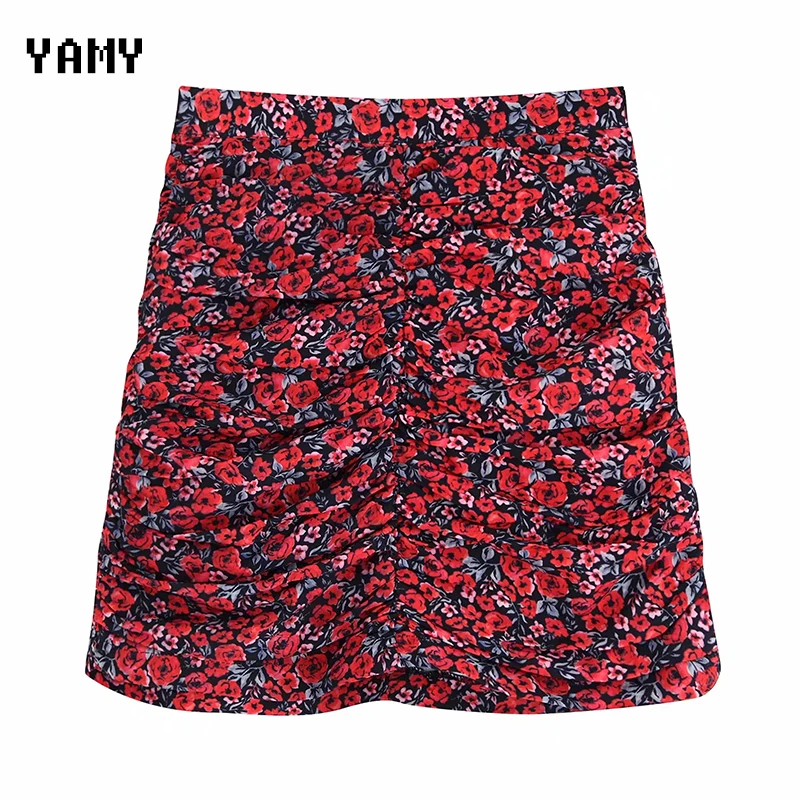 Женская юбка с цветочным принтом винтажная Сексуальная мини-юбка запахом и