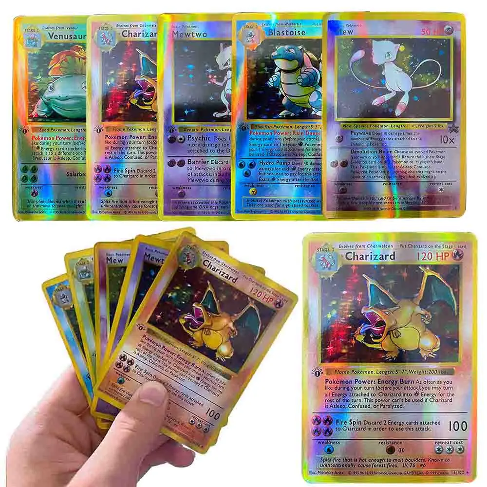 1996 карты покемона первого поколения Mewtwo Charizard Venusaur играющая Покемон карта