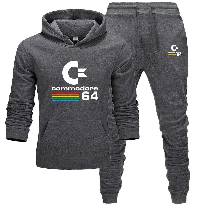 

The new two-piece fashion Commodore 64 Hoodie Men's Track and Field Sports Shirt Autumn Men's Brand Clothing Hoodie + Pants Set