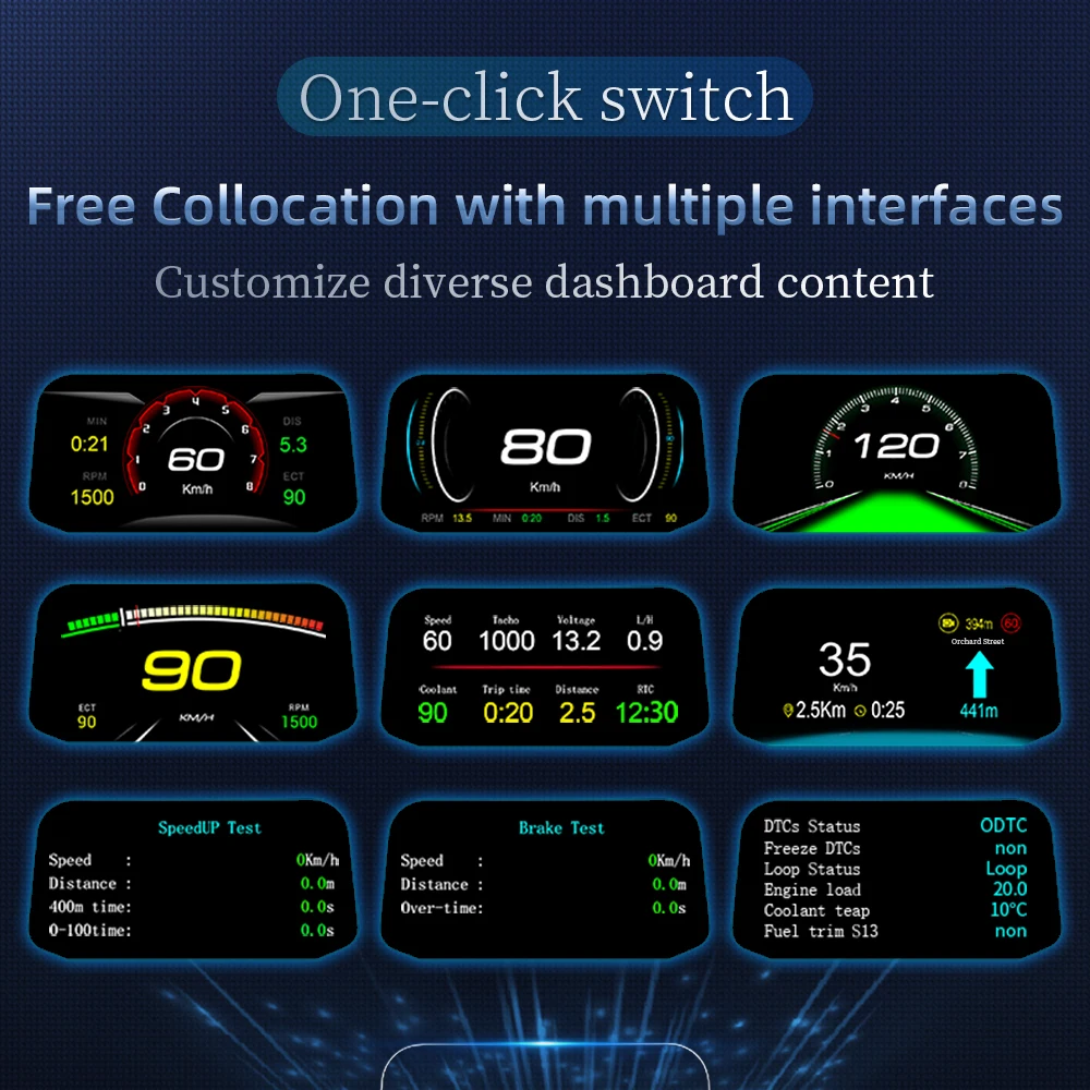 C3 навигационное зеркало HUD OBD2 + GPS двойной режим дисплей на голову цифровой миль/ч