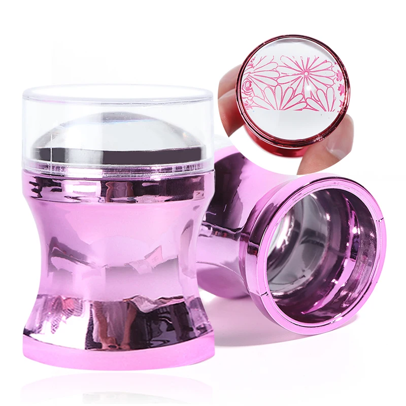 

Stamping Mirror Nail Stamper Clear Silicone Head Manicure Scraper Polish Transfer Template Kits with Cap Nail Art Stamping Plate