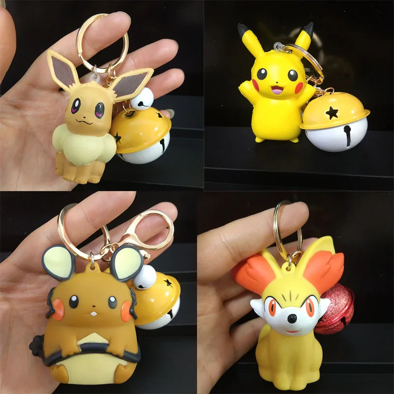 

TOMY Pokemon Figure Pikachu Eevee Dedenne Fennekin Keychain Pendant Pokemon Hand-made Action Figure Model Toys