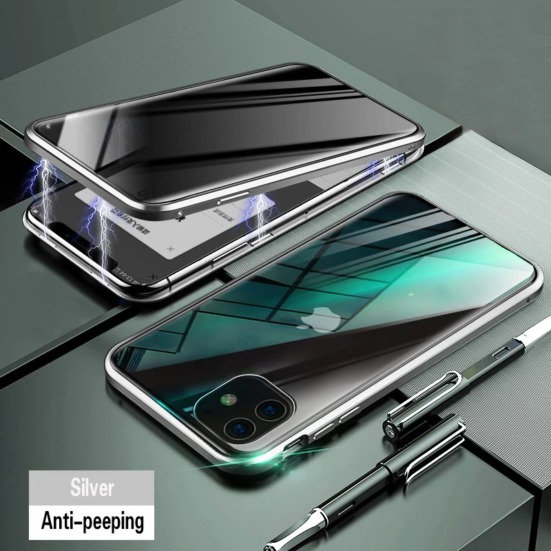 Магнитный чехол из закаленного стекла для iphone 11 Pro MAX X XS XR 8 7 6 6s plus, Защитный металлический чехол с защитой на 360 °