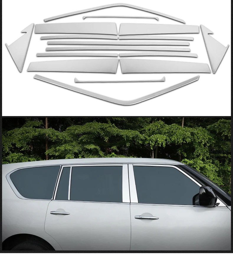 

Stainless steel Exterior Window Sill Lid Trims for nissan patrol 2010 2011 2012 2013 2014 2015 2016 2017 2018 y62
