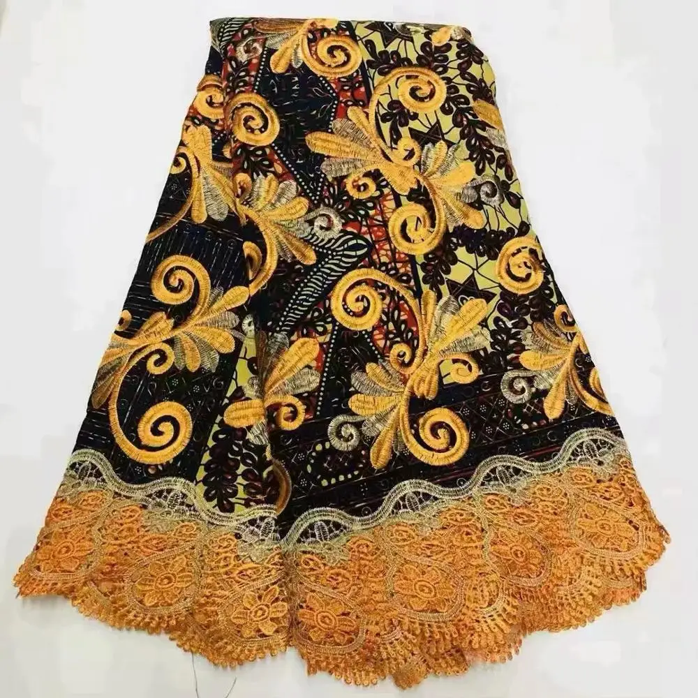 

Африканский популярный стиль, высокое качество, восковая ткань batik, 100% хлопок, Смешанная нигерийская сетчатая кружевная ткань для женщин, кр...