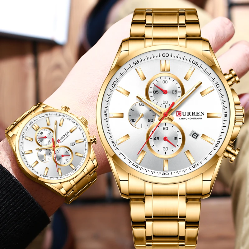 

Relogio Masculino Curren Watch Men 2021 Blue Male Watch Waterproof Luxury Brand Chronograph Men Watches Stainless Steel Clock