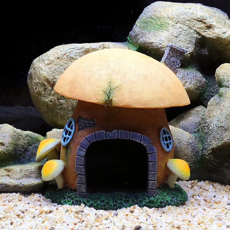 

Fish Tank Rockery Mushroom House Aquarium Landscaping Waterscape Decoration Reptile Insect Hole Turtle Shelter