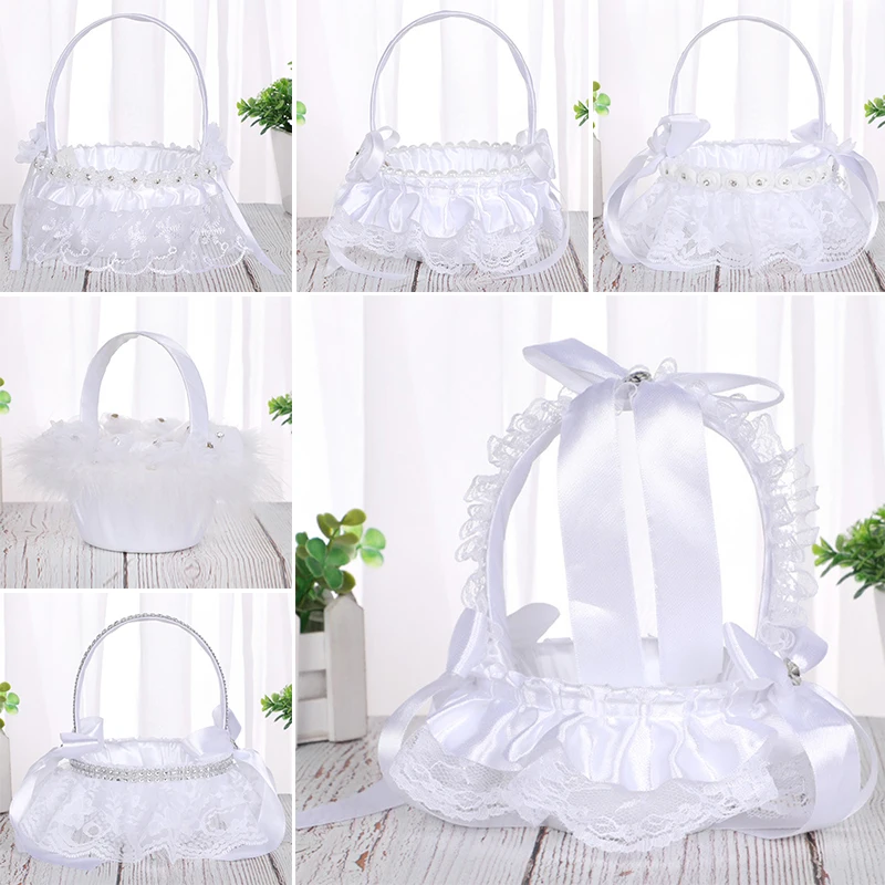 

Bridesmaid Flower Girl Lace Basket Confetti Candy Wedding Party Decoration DIY