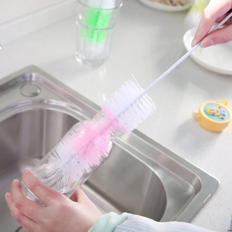 

2Pcs Baby Nipple Bottle Brush 360 Degree Cleaner 30cm Nylon Cleaning Brushes