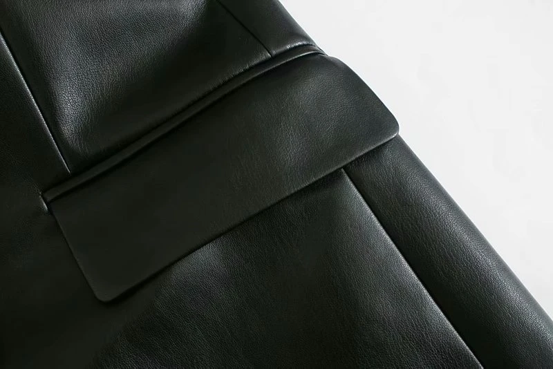 

Elegant Women Faux Leather Blazer 2020 Fashion Office Ladies Breasted Double Jacket Streetwear Female Pocket Blazer Girls Chic