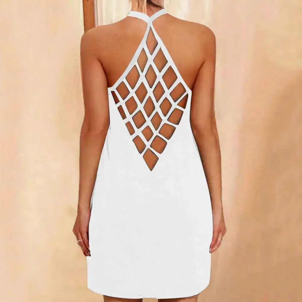 

Vintage Sexy Women Sundress Backless Hollow Mini Dress Halter Loose Floral Print women Dresses France short sleeve Dress