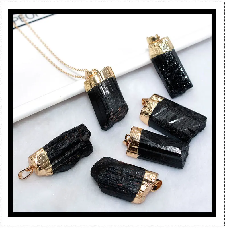 Черный турмалиновый кулон натуральный черный турмалин необработанный