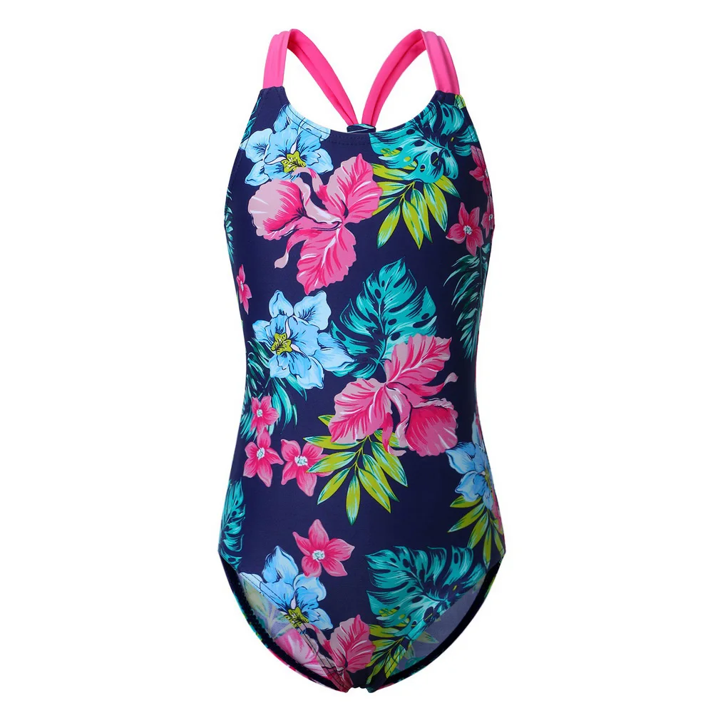 BAOHULU-traje de baño Floral para niñas pequeñas, camisola de una pieza, sin mangas, para playa