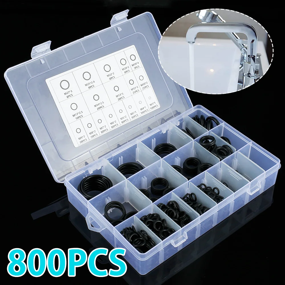 

800Pcs/Set Sealing Rings O Rings Seal Washer Insulation Nitrile Rubber Gaskets for Repairing Cars Vehicles Plumbing