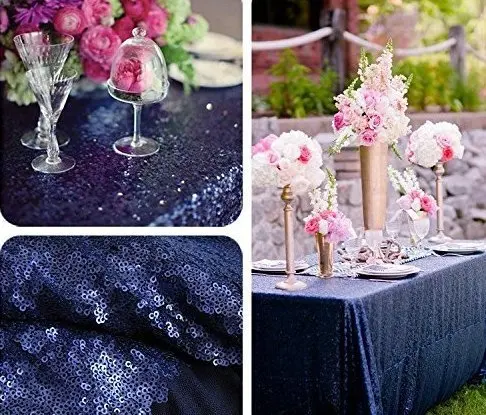 21 цвет 225 см X 330 блестящая темно синяя скатерть с блестками 90x132 дюймов свадебное